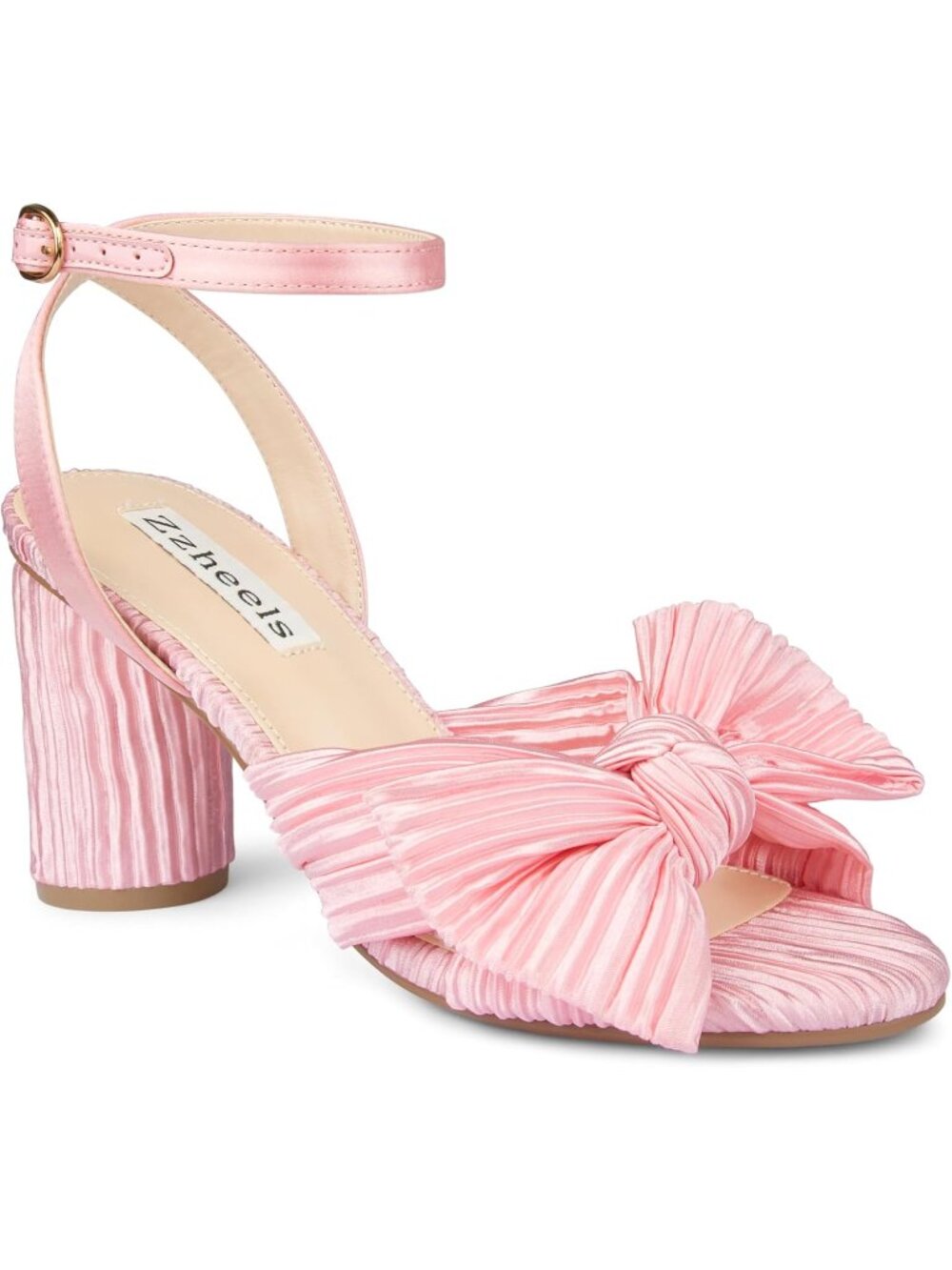 🆕Women's Light Pink Bow Heels Ankle Strap Block Heel Sandals Wedding Shoes